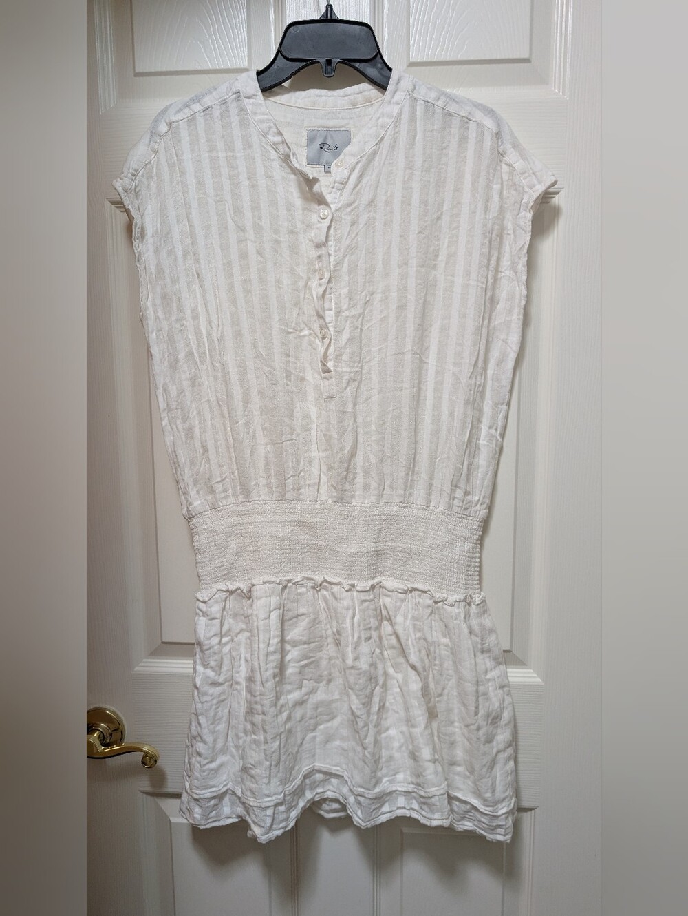 Rails Jolie Dress White Shadow Stripe Cotton Size Medium M